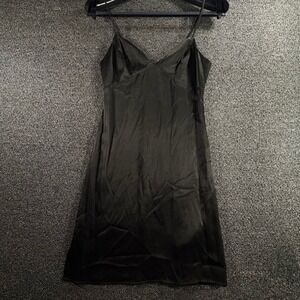 Forever 21 Contemporary Black Satin Slip Dress Womens S Spaghetti Strap Midi